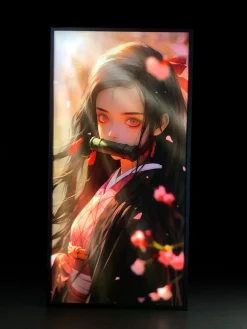 3D Decorative Paint of Light Guide Transformation Kamado Nezuko with LED - Demon Slayer: Kimetsu No Yaiba Decorative Painting - momo Studio