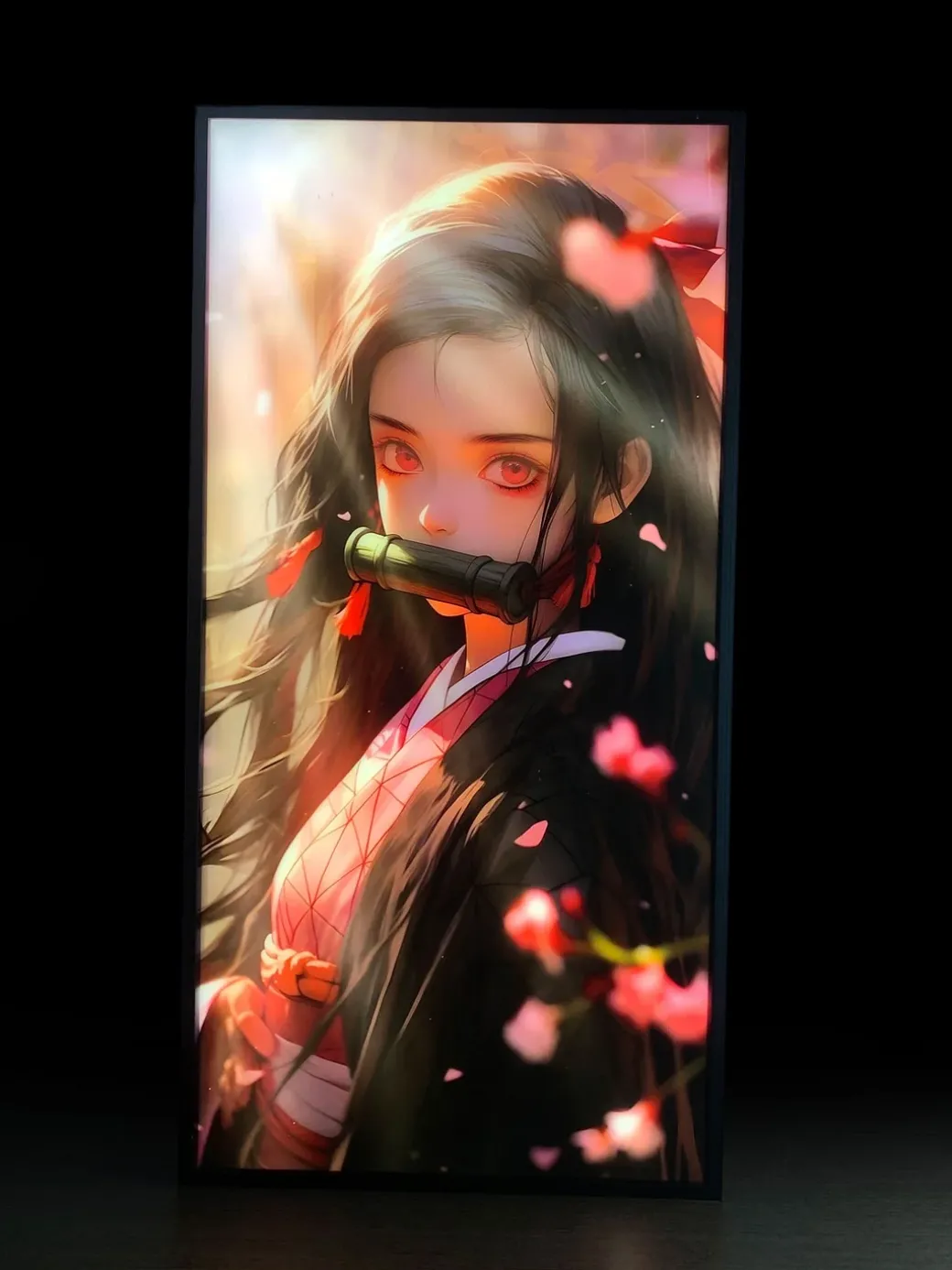 3D Decorative Paint of Light Guide Transformation Kamado Nezuko with LED - Demon Slayer: Kimetsu No Yaiba Decorative Painting - momo Studio