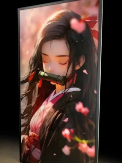 3D Decorative Paint of Light Guide Transformation Kamado Nezuko with LED - Demon Slayer: Kimetsu No Yaiba Decorative Painting - momo Studio