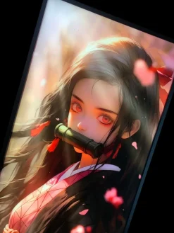 3D Decorative Paint of Light Guide Transformation Kamado Nezuko with LED - Demon Slayer: Kimetsu No Yaiba Decorative Painting - momo Studio