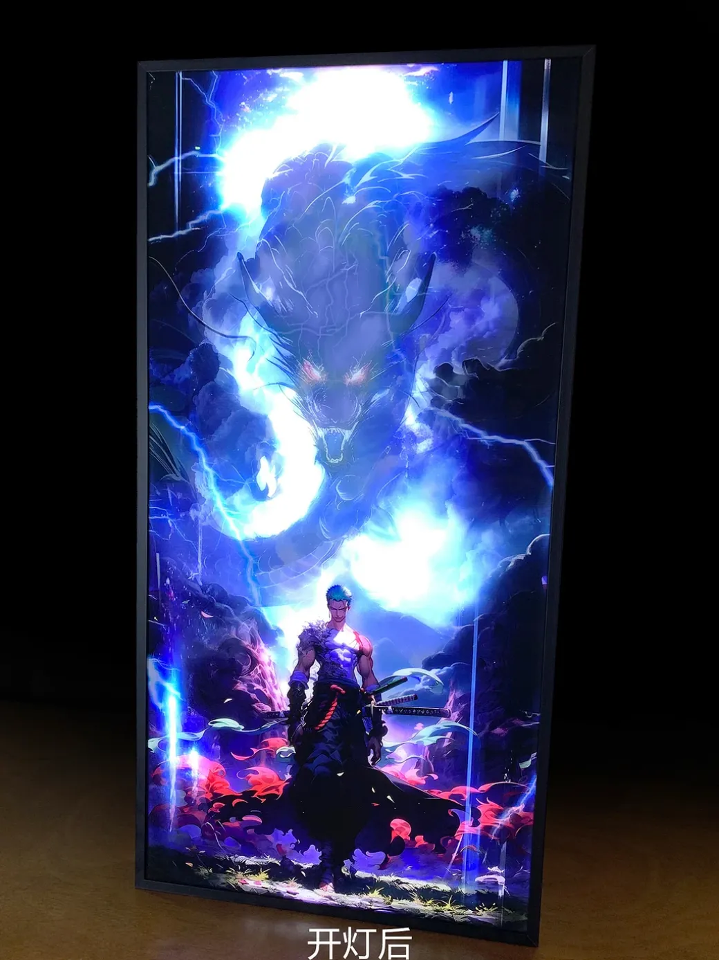 3D Decorative Paint of Light Guide Transformation Roronoa Zoro with LED - ONE PIECE Decorative Painting - Mystical Art Studios