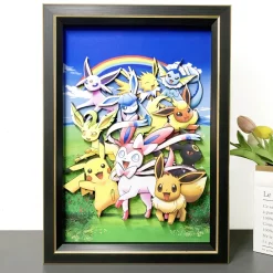 3D Decorative Paint of Pikachu & Eevee Family - Pokemon Decorative Painting - momo Studio