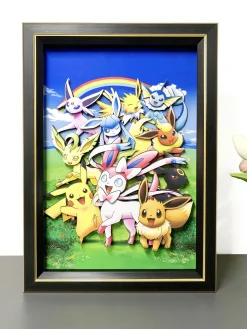 3D Decorative Paint of Pikachu & Eevee Family - Pokemon Decorative Painting - momo Studio