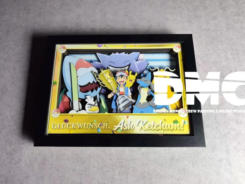 3D Decorative Paint of Pokemon Champion - Pokemon Decorative Painting - Drunky Monkey Crew Studio