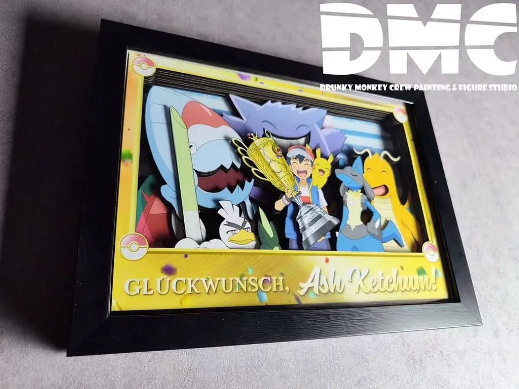 3D Decorative Paint of Pokemon Champion - Pokemon Decorative Painting - Drunky Monkey Crew Studio