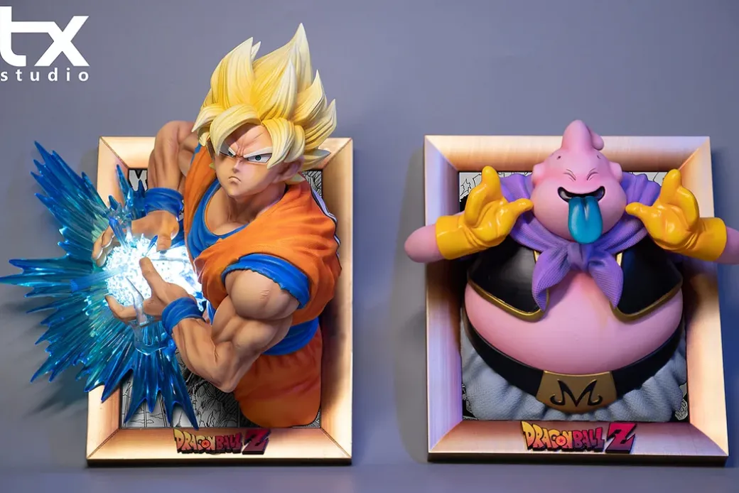 Dragon Ball Decoration Flame Series Son Goku & Fat Buu with LED - Dragon Ball - tx Studio