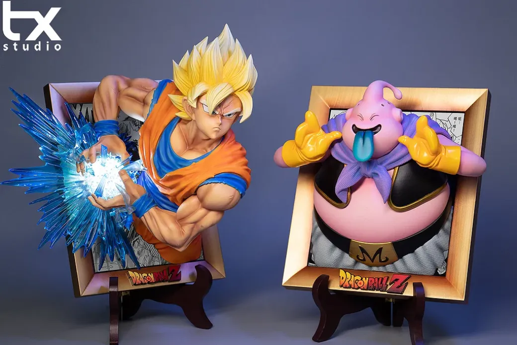 Dragon Ball Decoration Flame Series Son Goku & Fat Buu with LED - Dragon Ball - tx Studio
