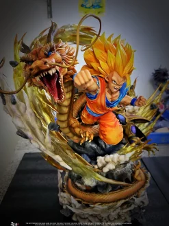 Dragon Fist Super Saiyan 3 Son Goku with LED - Dragon Ball Resin Statue - D-M Studios