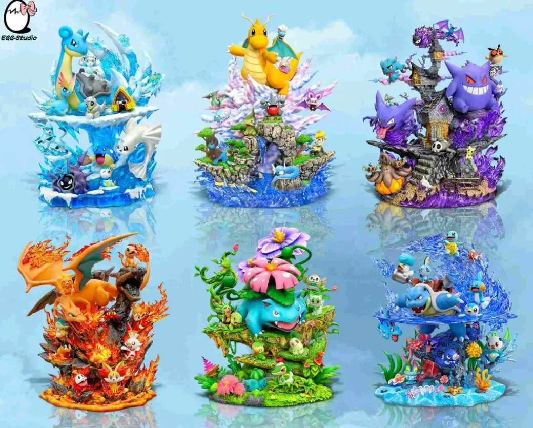 Dragon Type Family - Pokemon Resin Statue - EGGS Studios