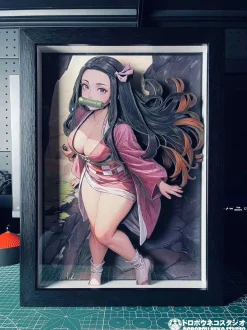 DSMG-062 Nezuko Kamado 3D Decorative Painting - Demon Slayer: Kimetsu No Yaiba - Dorobou Neko Studio