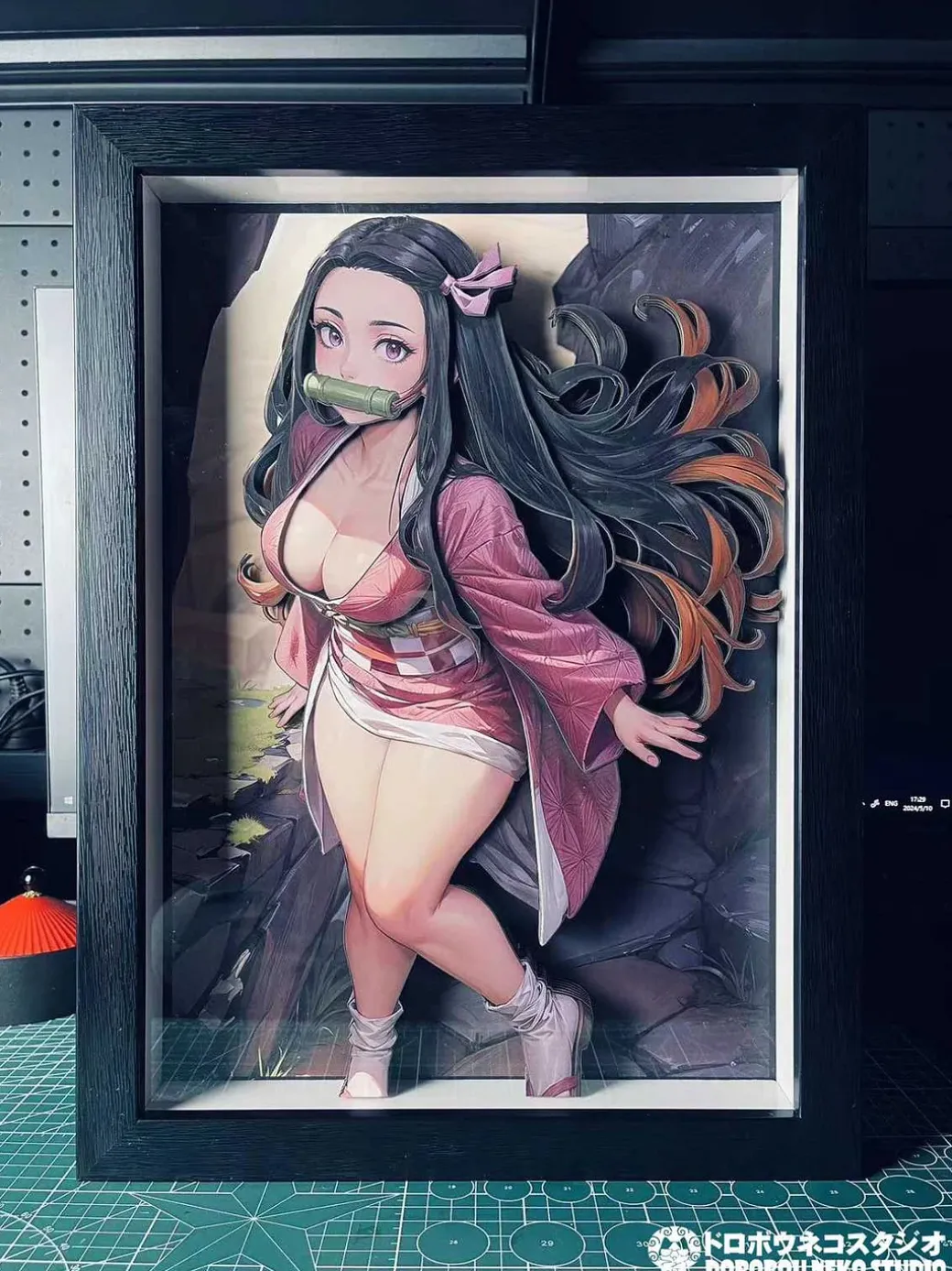 DSMG-062 Nezuko Kamado 3D Decorative Painting - Demon Slayer: Kimetsu No Yaiba - Dorobou Neko Studio