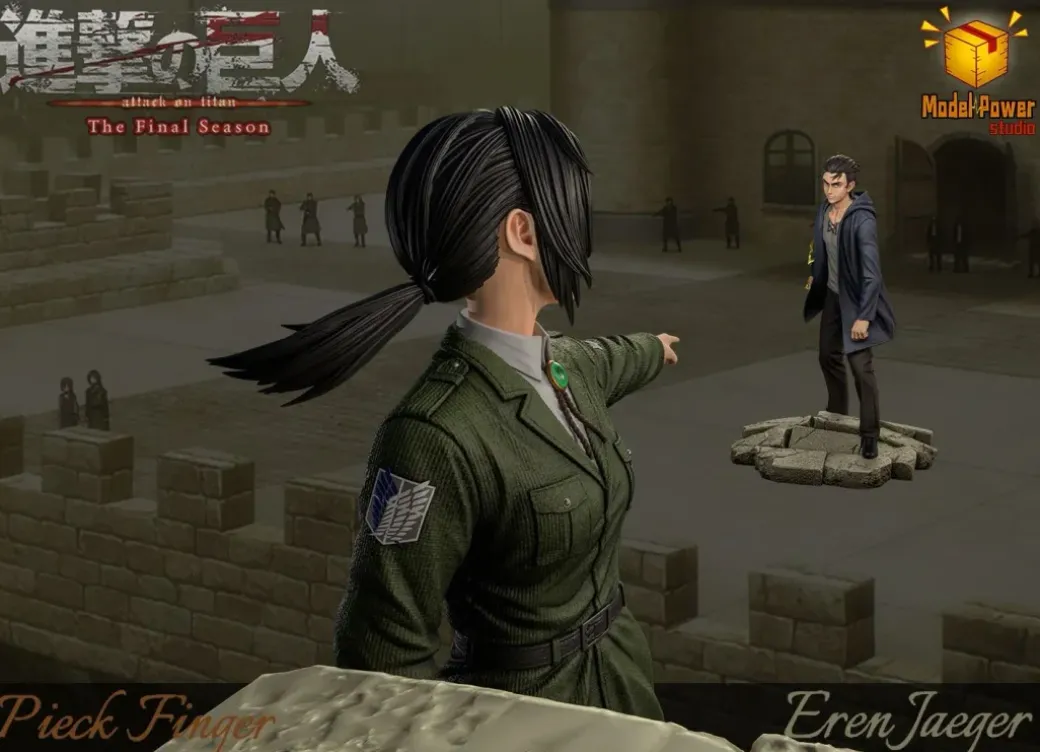 Eren Yeager & Pieck Finger - Attack On Titan Resin Statue - Model Power Studio