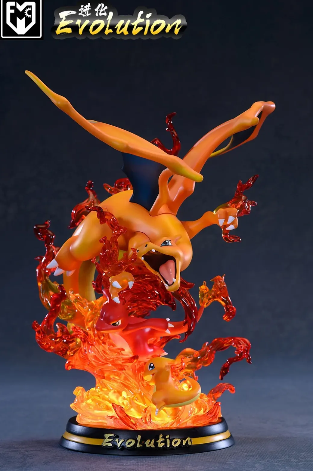 Evolution of Charizard with LED - Pokemon Resin Statue - MFC Studios
