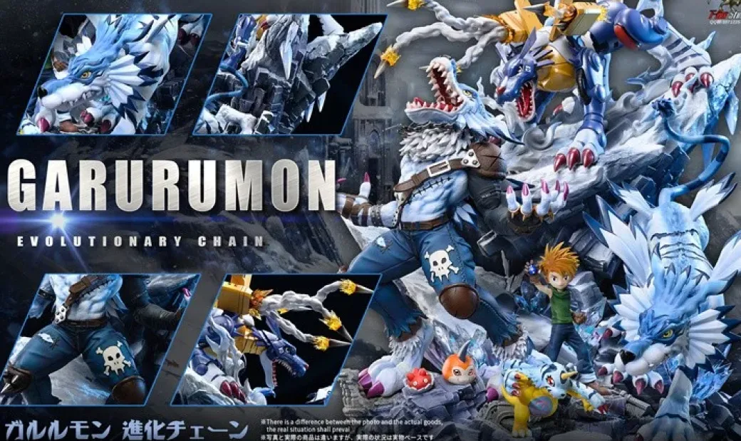 Evolution of Garurumon Set - Digimon Resin Statue - T-Rex Studios