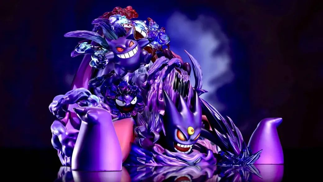 Evolution of Gengar Set with LED - Pokemon Resin Statue - Three Sheep Studio