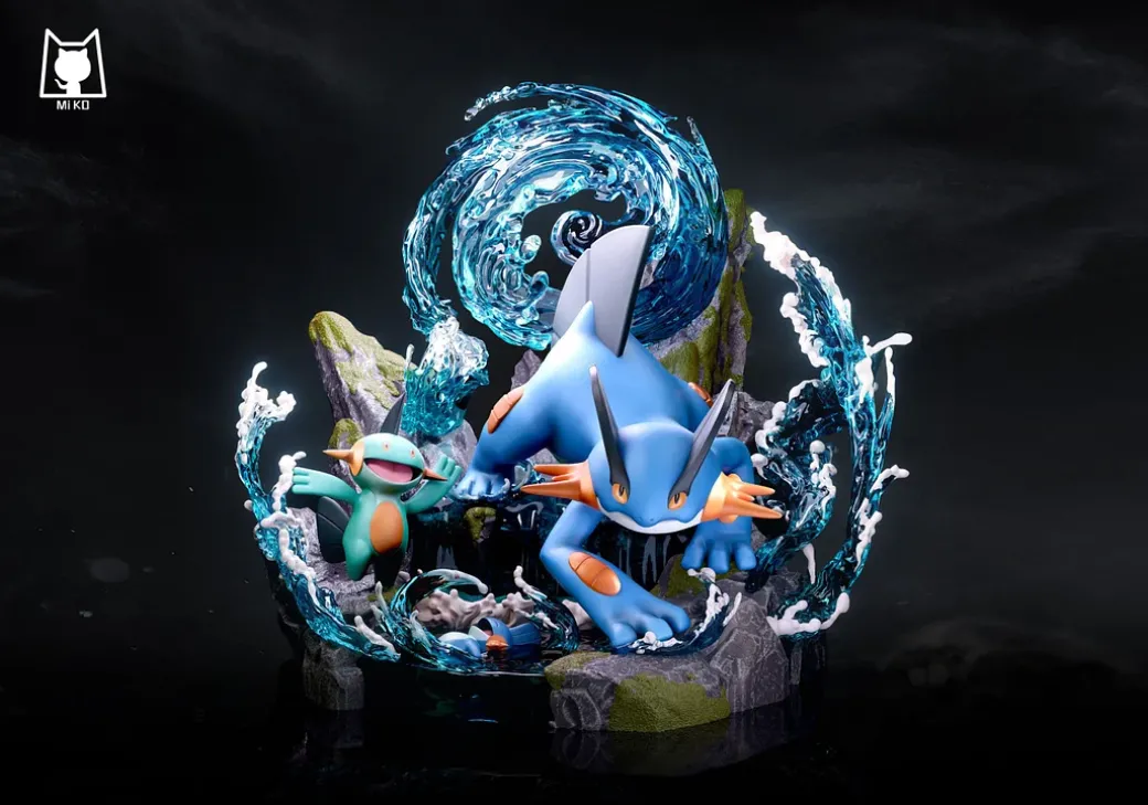Evolution of Swampert Set with LED - Pokemon Resin Statue - MiKo Studio