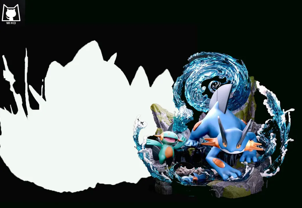 Evolution of Swampert Set with LED - Pokemon Resin Statue - MiKo Studio