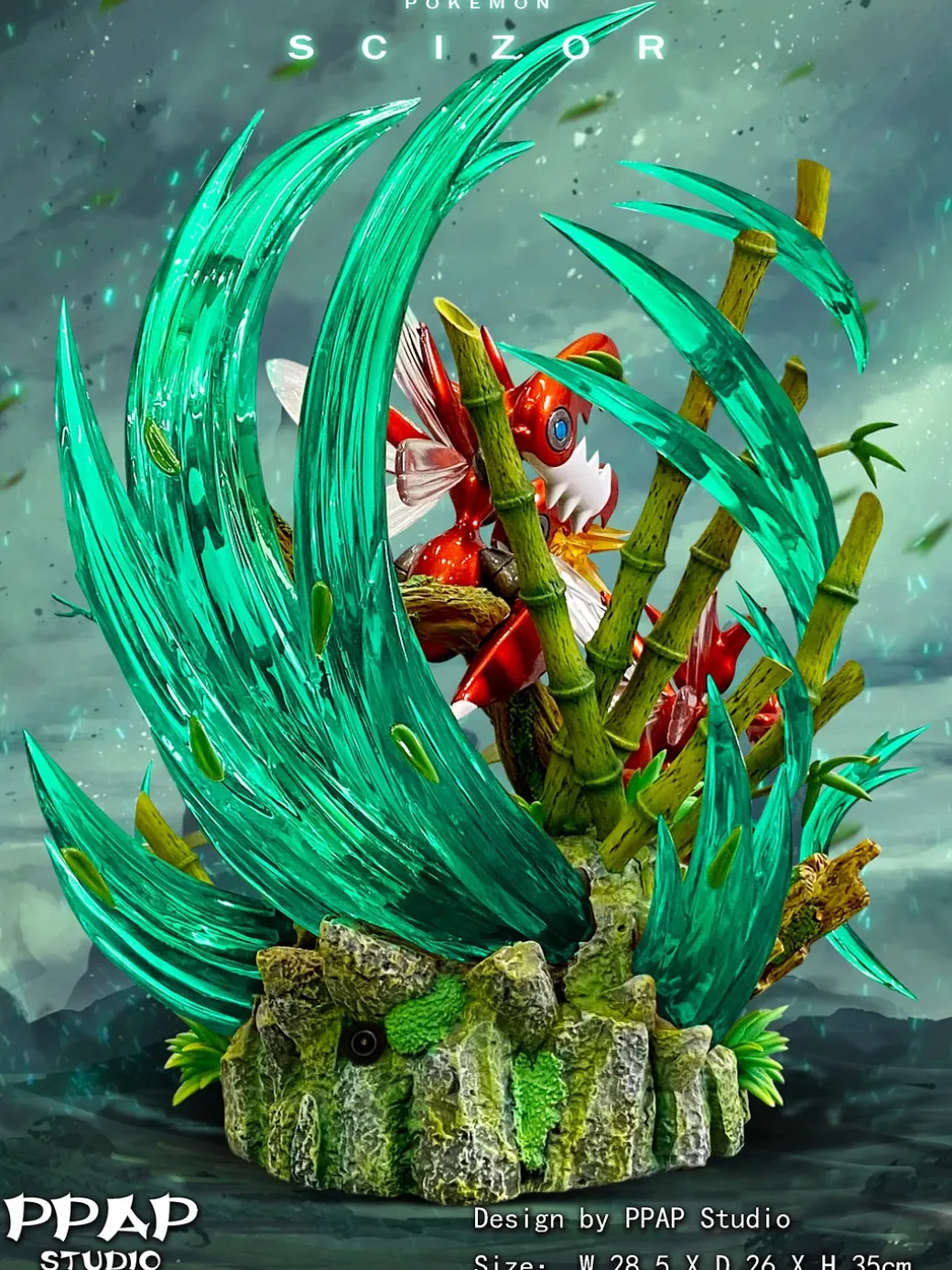 Evolution Series Scizor Family with LED - Pokemon Resin Statue - PPAP Studios