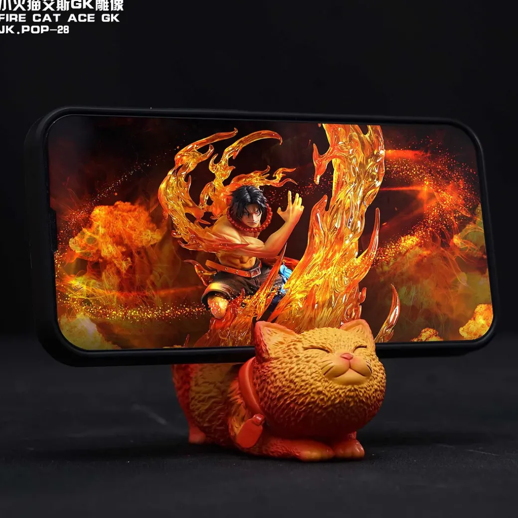 Fire Fist Portgas D. Ace Cat Phone Holder - ONE PIECE Resin Statue - JacksDo Studios