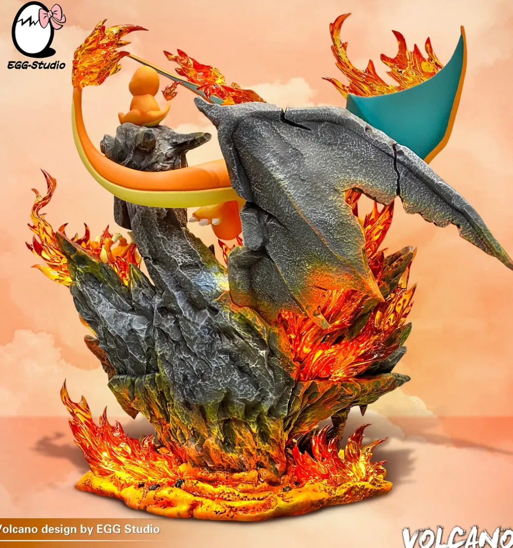 Fire Type Family with LED - Pokemon Resin Statue - EGGS Studios