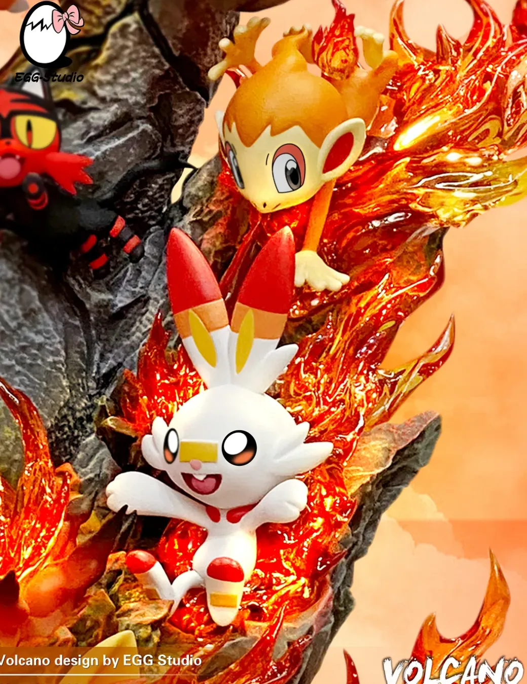 Fire Type Family with LED - Pokemon Resin Statue - EGGS Studios
