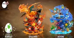 Fire Type Family with LED - Pokemon Resin Statue - EGGS Studios