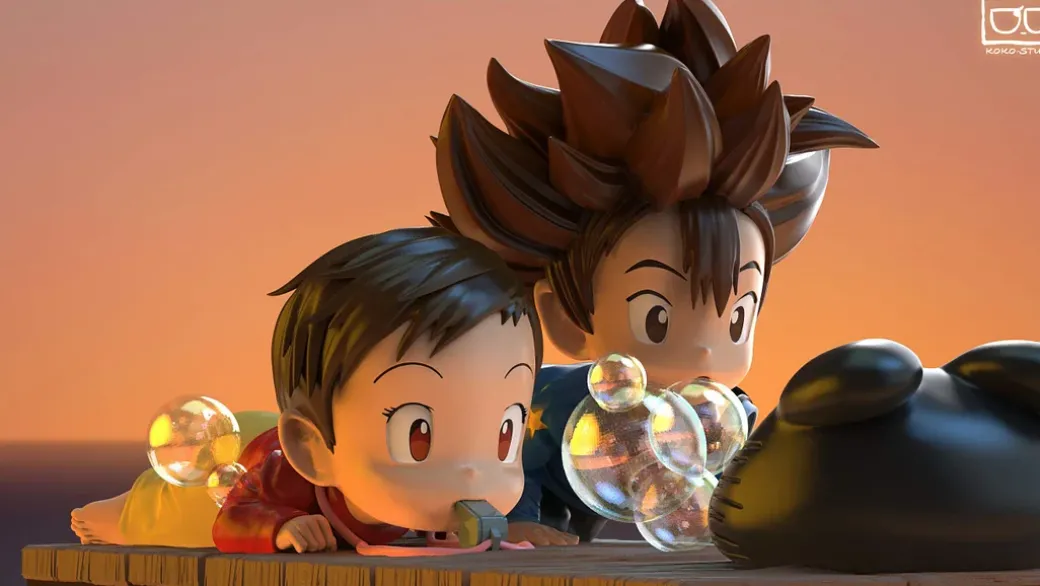 First Meet Blowing Bubbles Botamon - Digimon Resin Statue - KOKO-Studio