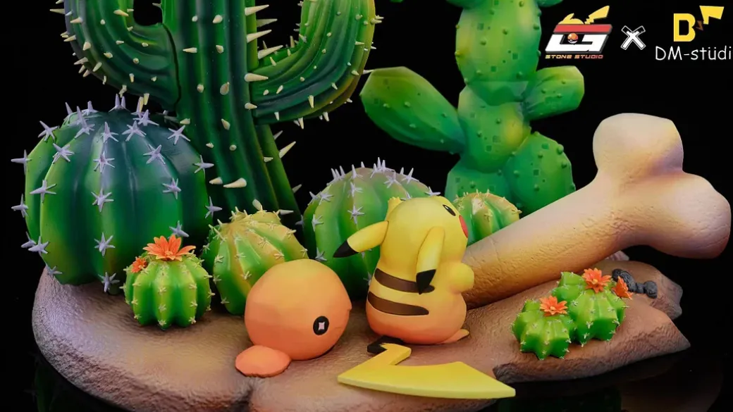 Flygon & Trapinch & Pikachu - Pokemon Resin Statue - DM Studios