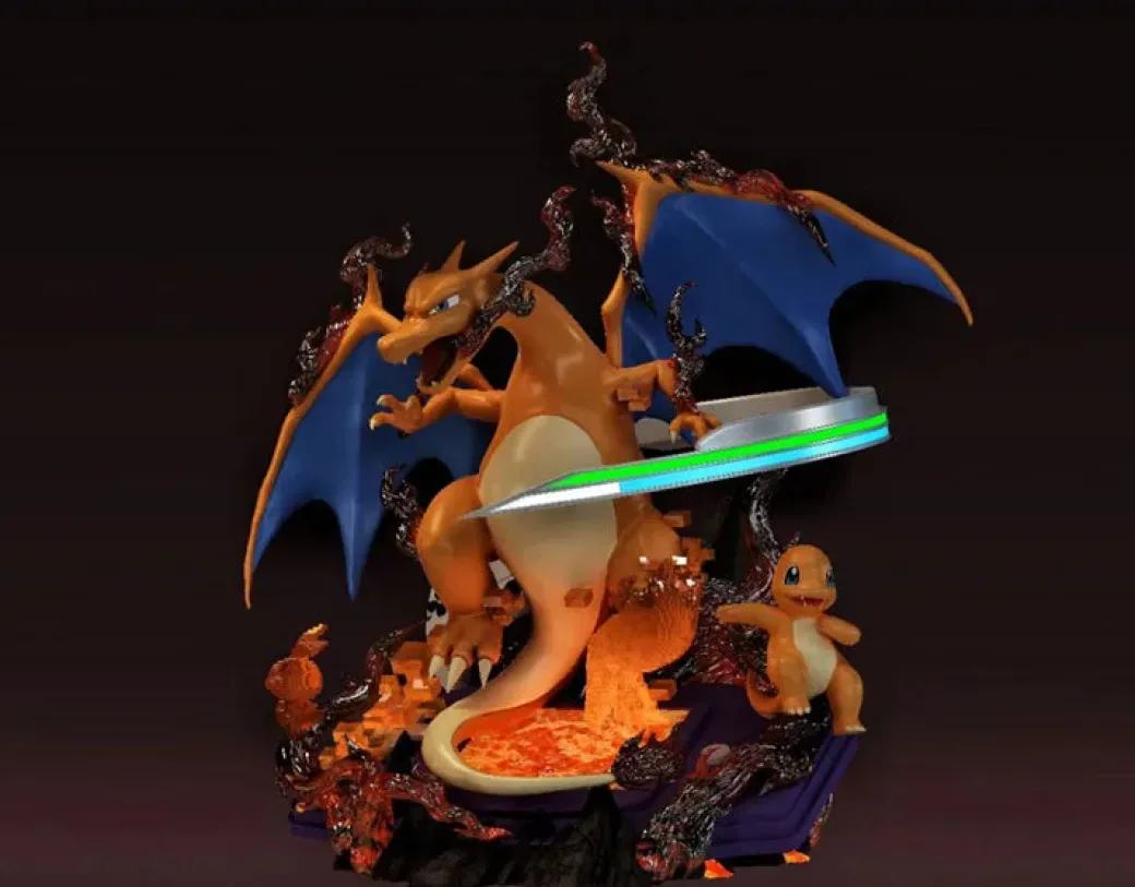 Game Boy Advance (GBA) Series Pixelated Charizard with LED - Pokemon Resin Statue - PM-Studios