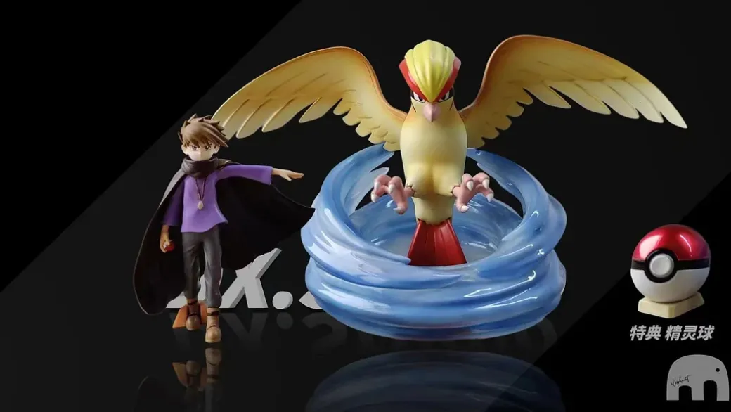Gary Oak & Pidgeot - Pokemon Statue - DX Studio