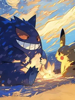 Gengar & Pikachu Decorative Painting - Pokemon - Xingkong Studio
