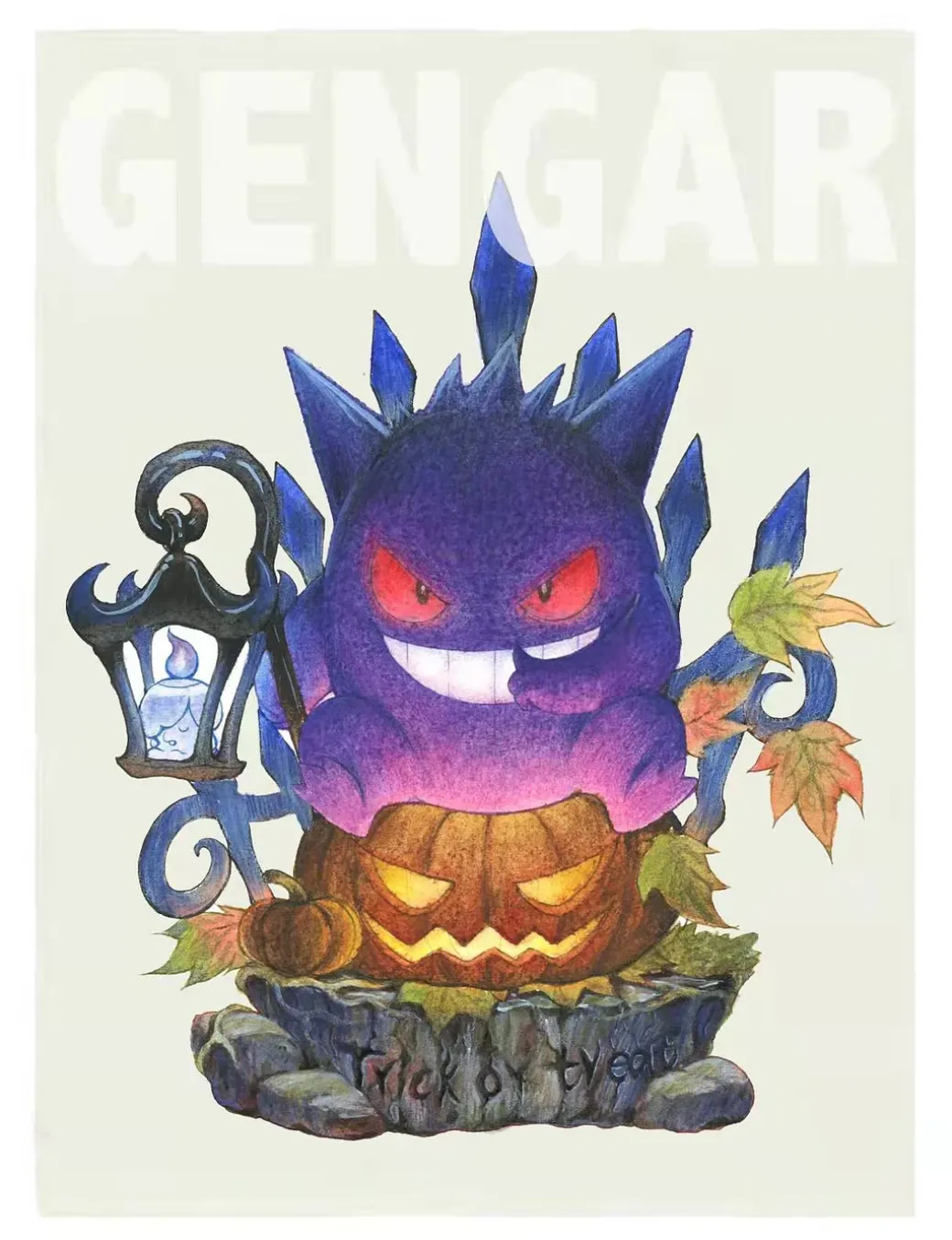 Gengar Postcard & Original Painting - Free Shipping - Pokemon