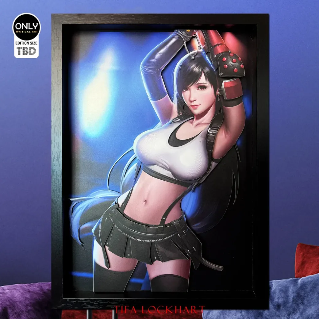 Gentleman Style 3D Decorative Paint of Tifa Lockhart - (FF7) Final Fantasy VII Decorative Painting - Mystical Art Studios
