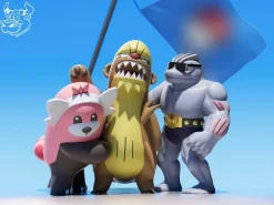Gumshoos & Bewear & Machoke - Pokemon Resin Statue - NiuZi Studio