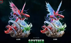 GX Evolution Series 011 Swords Dance Scyther & Bullet Punch Scizor & Flash Cannon Mega Scizor with LED - Pokemon Resin Statue - Fantasy Studios
