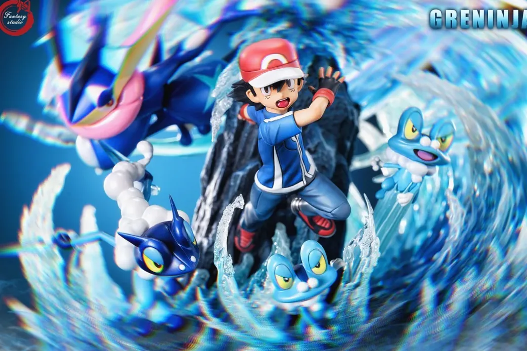 GX Evolution Series Ash Ketchum & Greninja Family - Pokemon Resin Statue - Fantasy Studios