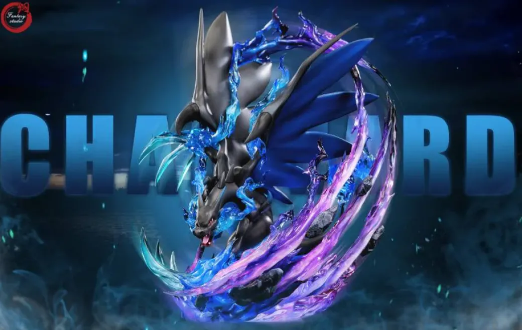 GX Evolution Series Charizard X with LED - Pokemon Resin Statue - Fantasy Studios