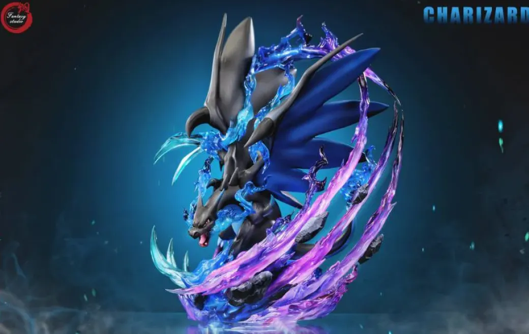 GX Evolution Series Charizard X with LED - Pokemon Resin Statue - Fantasy Studios