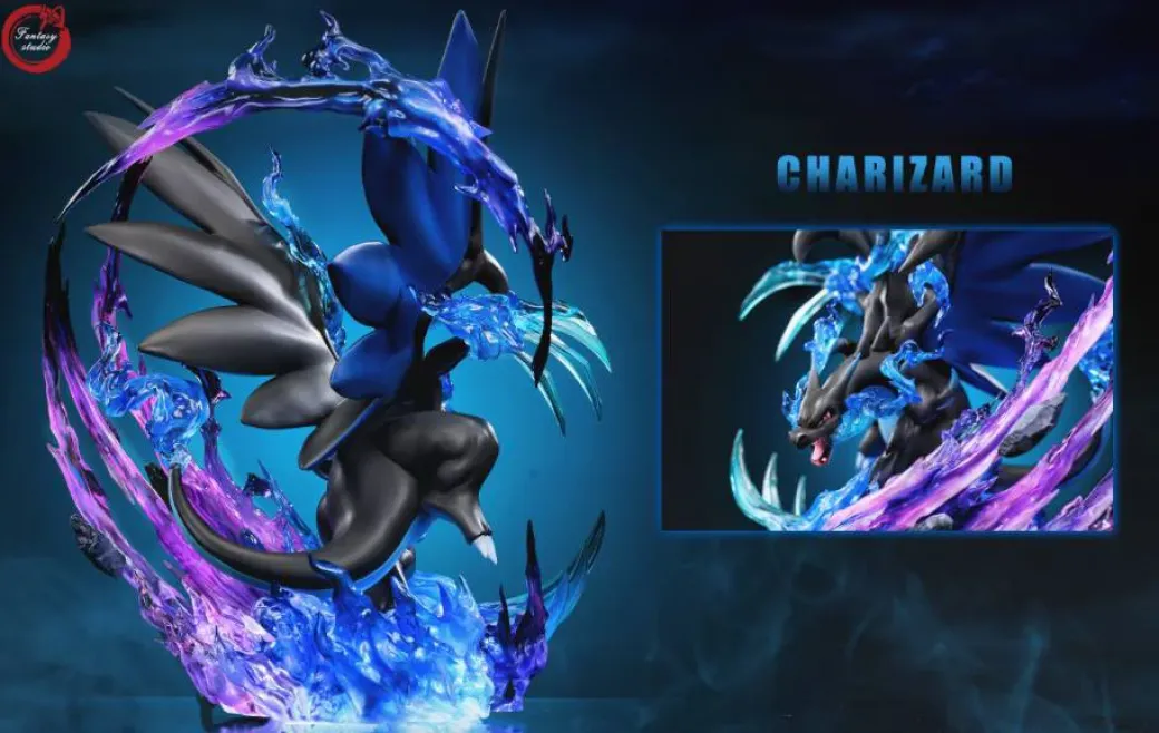 GX Evolution Series Charizard X with LED - Pokemon Resin Statue - Fantasy Studios