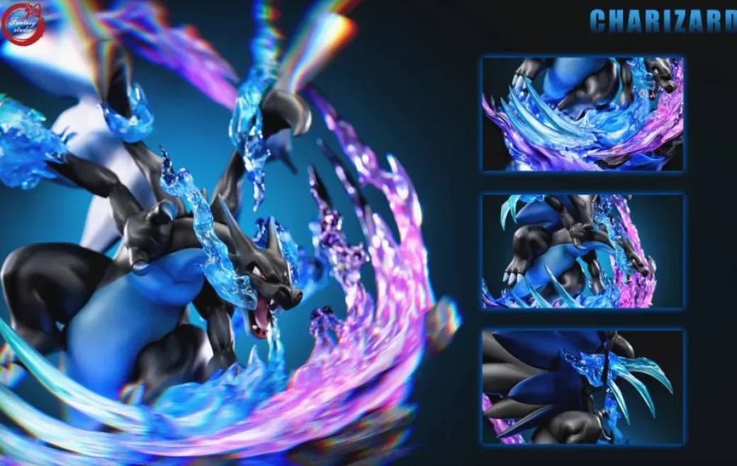 GX Evolution Series Charizard X with LED - Pokemon Resin Statue - Fantasy Studios
