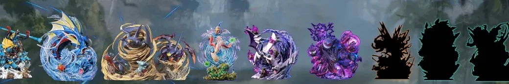 GX Evolution Series Gengar Family with LED - Pokemon Resin Statue - Fantasy Studios