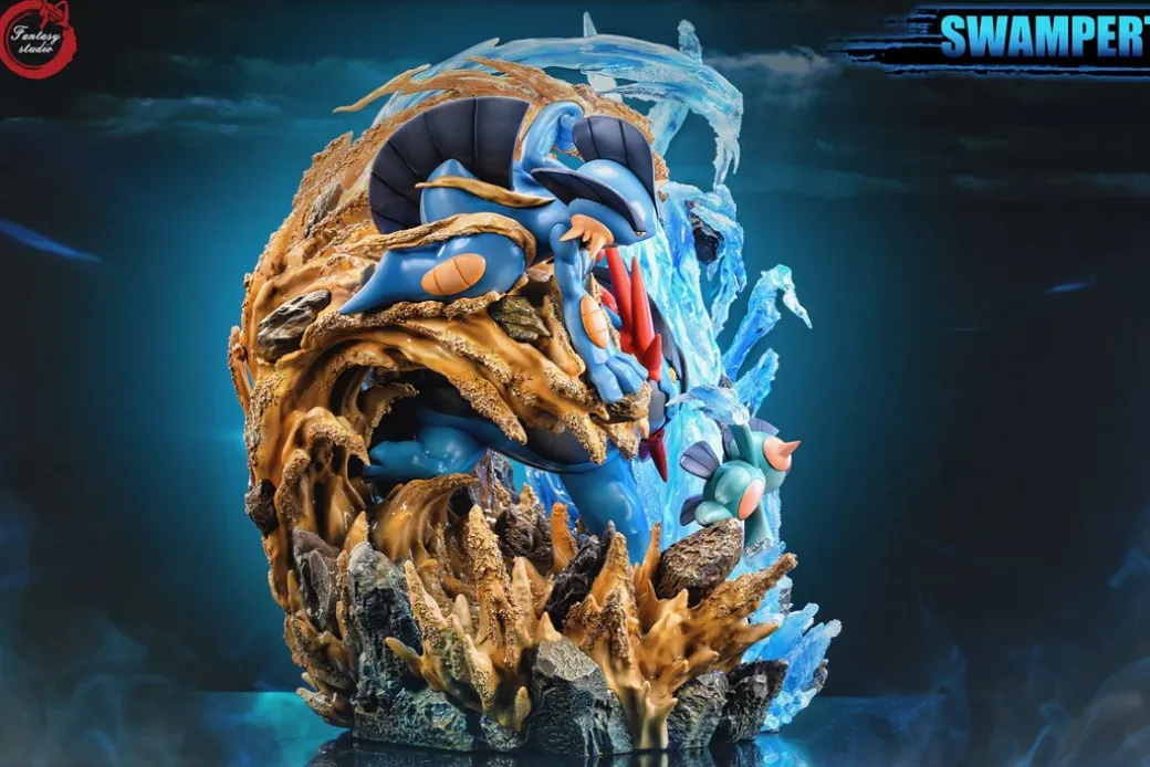 GX Evolution Series Swampert Family with LED - Pokemon Resin Statue - Fantasy Studios
