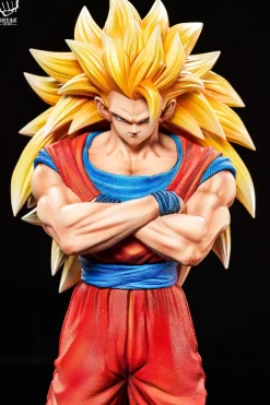 Holding Chest Super Saiyan 3 Son Goku - Dragon Ball Resin Statue - Break Studio