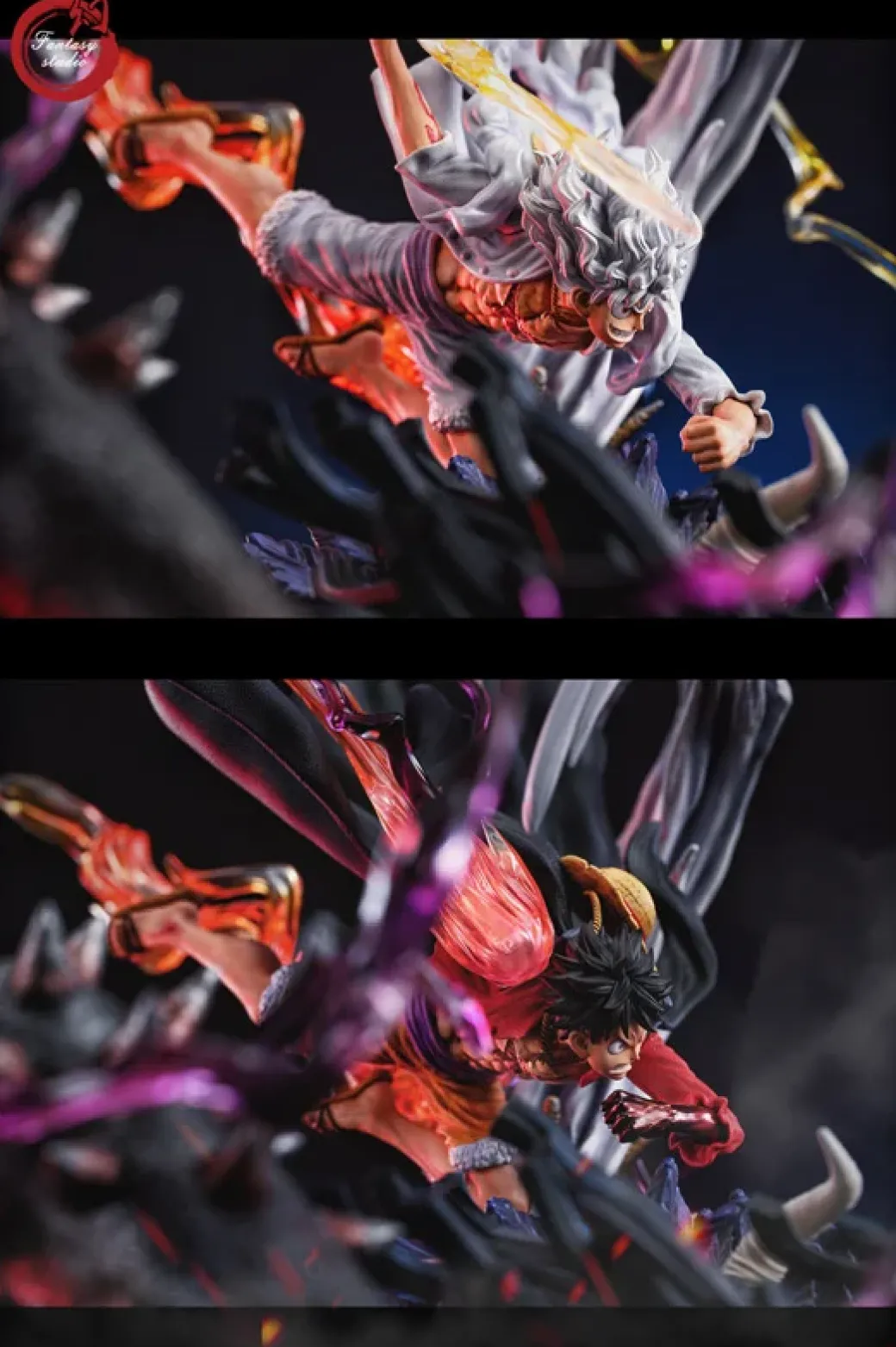 Human-Beast Form Kaido vs Nika Luffy with LED - ONE PIECE Resin Statue - Fantasy Studios