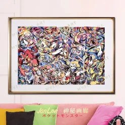 Inkjet Style Decorative Painting Mythical Pokémon - Pokemon Decorative Painting - Mystical Art Studios