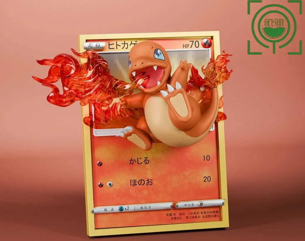 Kanto Starter Pokemon Coming Out From Pokemon Card - Pokemon Resin Statue - GEISHA Studio