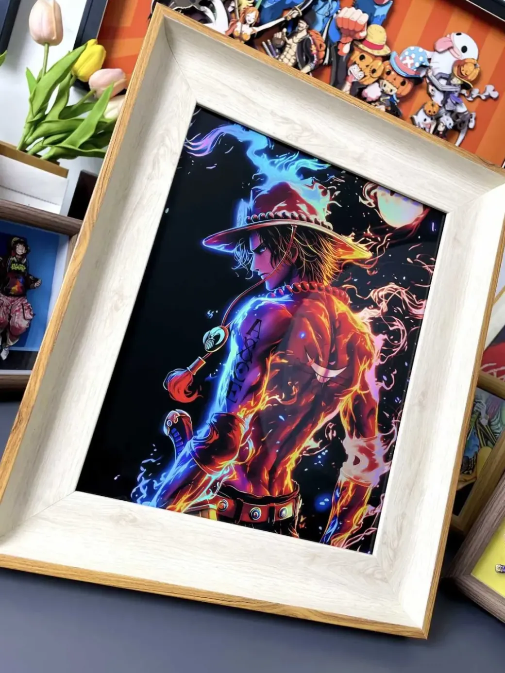 Laser Reflective Paint of Portgas D. Ace Decorative Painting - ONE PIECE - momo Studio