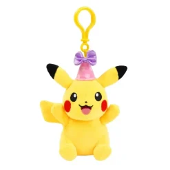 Licensed Pink Party Hat Pikachu Super Soft Short Plush Doll Charms - Free Shipping - Pokemon [In Stock]