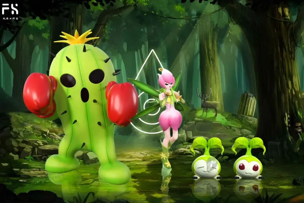 Lilimon & Togemon & Sleeping Tanemon - Digimon Resin Statue - Fh Studios