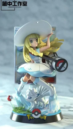 Lillie & Alolan Vulpix - Pokemon Resin Statue - JianZhong Studio